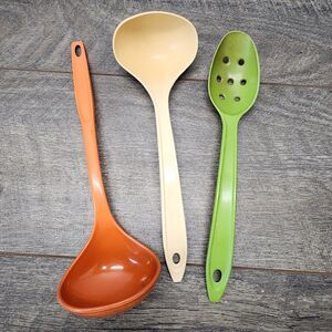 Lot Of 3 Vintage Utensils Lopol And Foley Orange Avacado Almond